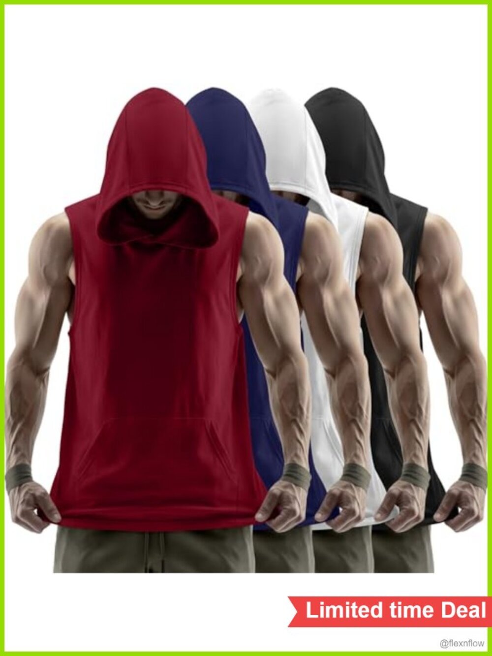 4 Pack Men's Big & Tall Hooded Tank Tops Athletic Sleeveless Workout Tanks